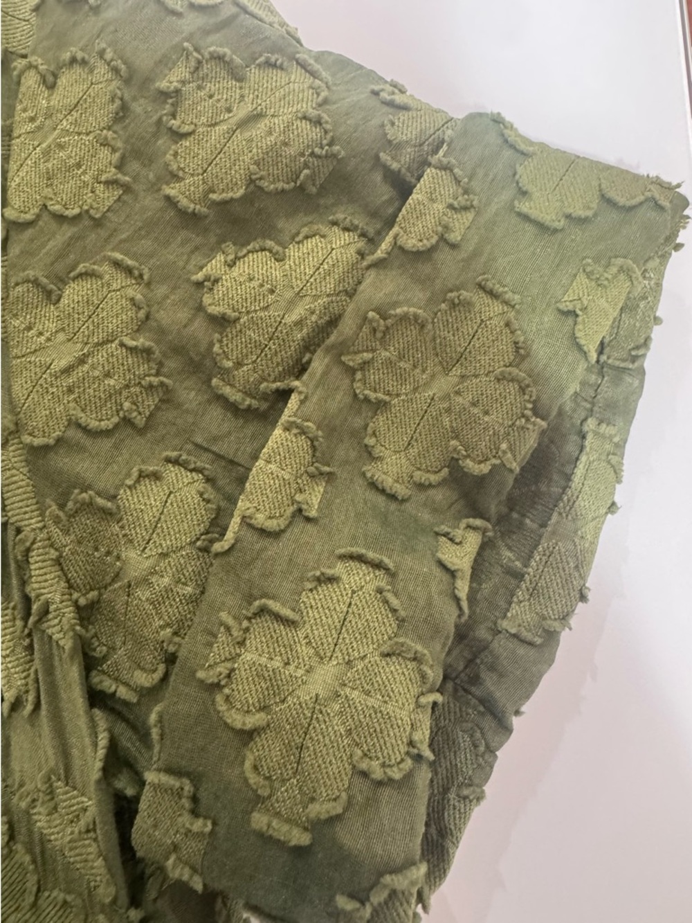 KATE SPADE olive green textured midi dress with belt, size S - Picture 5 of 10